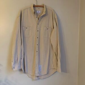 Tyndale FR Shirt Men’s Beige Flame Resistant Made USA Button Down Pockets XL